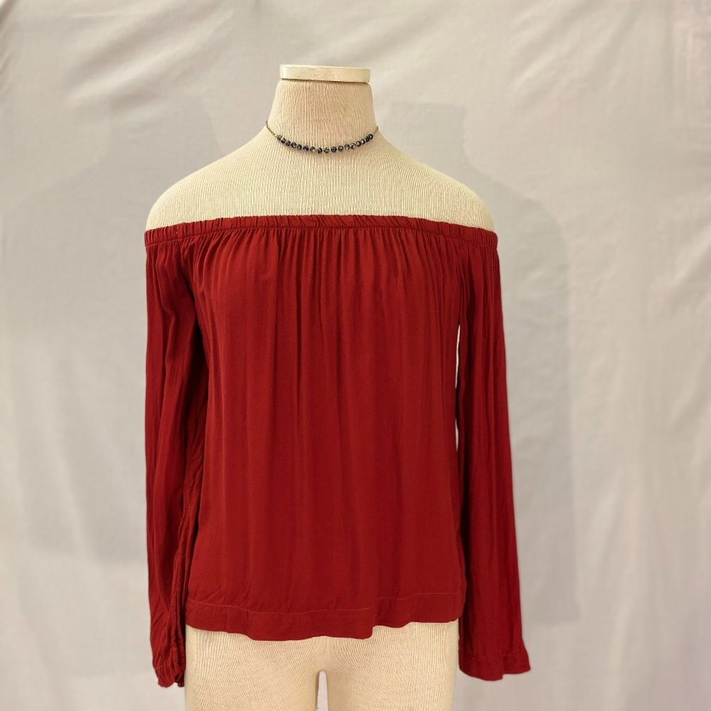 Chelsea & Violet Off the Shoulder Blouse - Red -XS